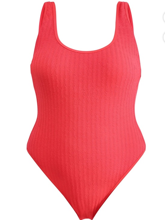 No Boundaries Other - No Boundaries, Herringbone Crinkle, One Piece Swimsuit, Coral Flame, Medium, NWT